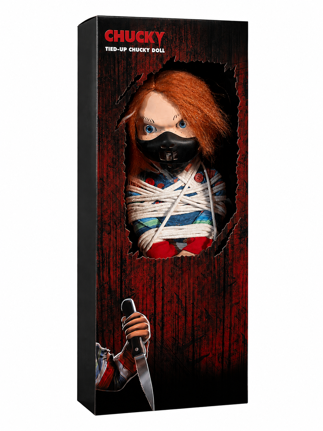Tied-up chucky doll